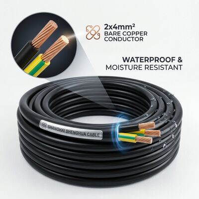 Cable Aislado de PVC Impermeable y Resistente a la Humedad 0.6/1kV 2 Conductores 2x4mm2 Área Húmeda Exterior proveedor