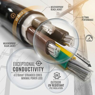 NYY 4x50mm2 Weather Resistant PVC Insulated Cable Aerial Installation 0.6/1kV IEC60502 proveedor