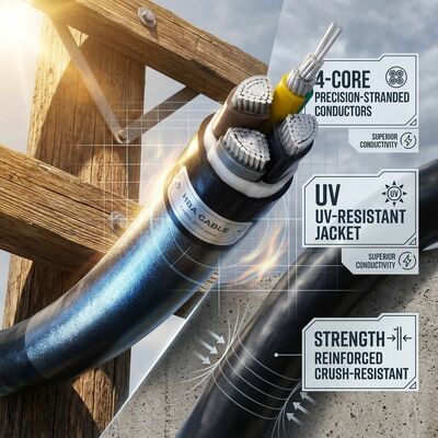ABC 4x35mm2 UV Stabilized PVC Insulated Aerial Bundled Cable Overhead 0.6/1kV IEC60502 proveedor