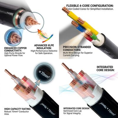 Cable de alimentación aislado XLPE ignífugo certificado BS6387 0.6/1kV de emergencia proveedor