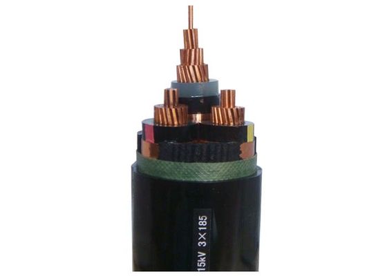 Cable de transmisión aislado cable medio del Pvc Xlpe de la pantalla de la cinta del cobre del voltaje de 3 bases
